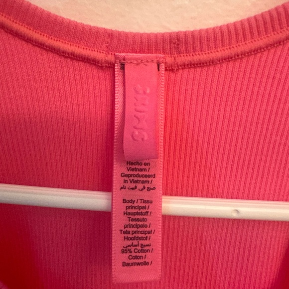Skims Sugar Pink Cotton Rib Scoop Neck Crop Tank Top size XXS - Picture 10 of 12